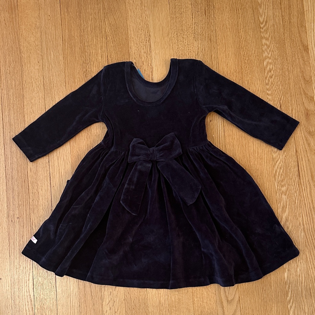 Rufflebutts Navy Velvet Dress Size 5 Nwt Bow Holiday Party Pockets